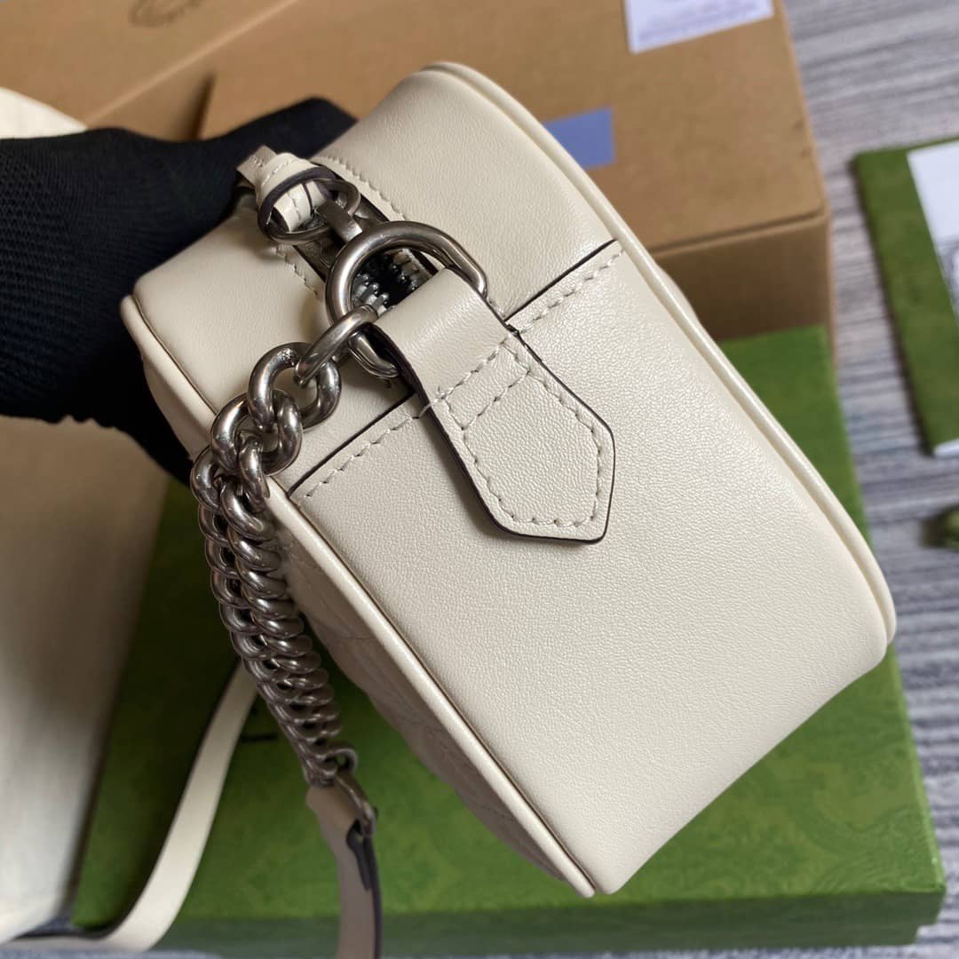 Gucci Handbag Dupes GG Marmont Small Shoulder Handbag Camera Bag Replica White 447632