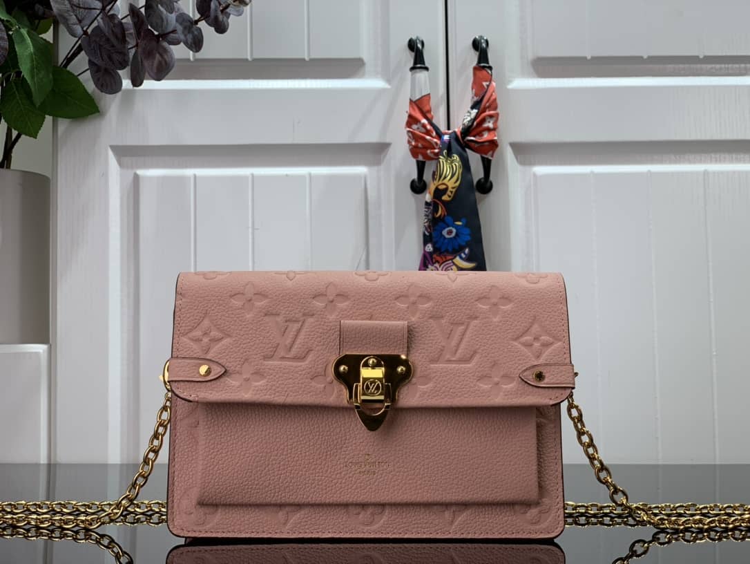 Louis Vuitton Vavin Chain Empreinte Leather Replica Bag Pink M63398
