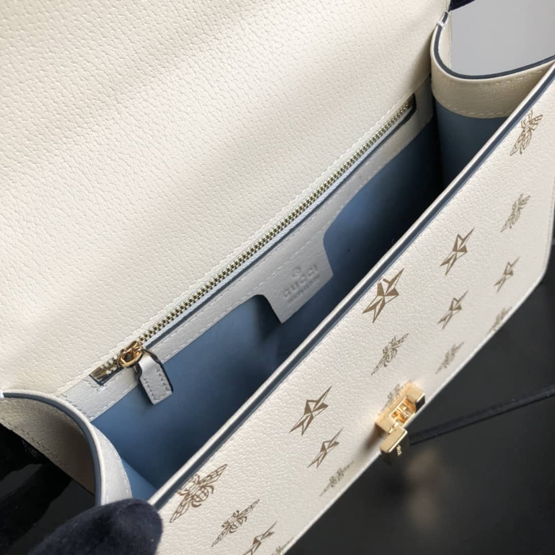 Gucci Sylvie Small Leather Shoulder Bag Replica White 524405