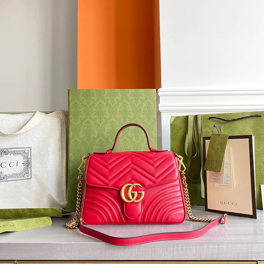 Gucci Marmont Dupe Mini GG Marmont Replica Bag Red 498100