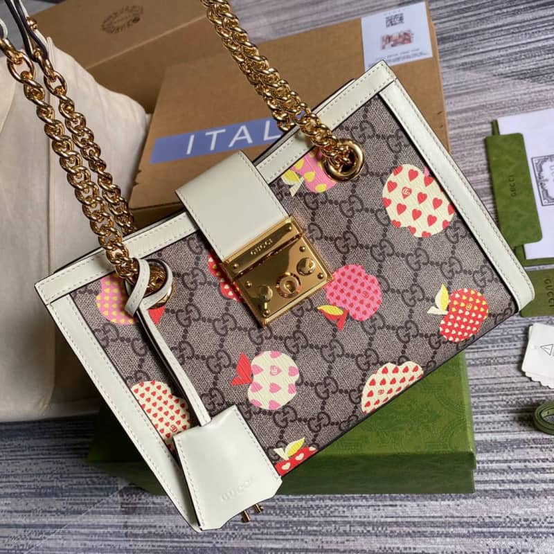 Gucci Padlock Small GG Supreme Canvas Shoulder Bag Replica Brown 498156