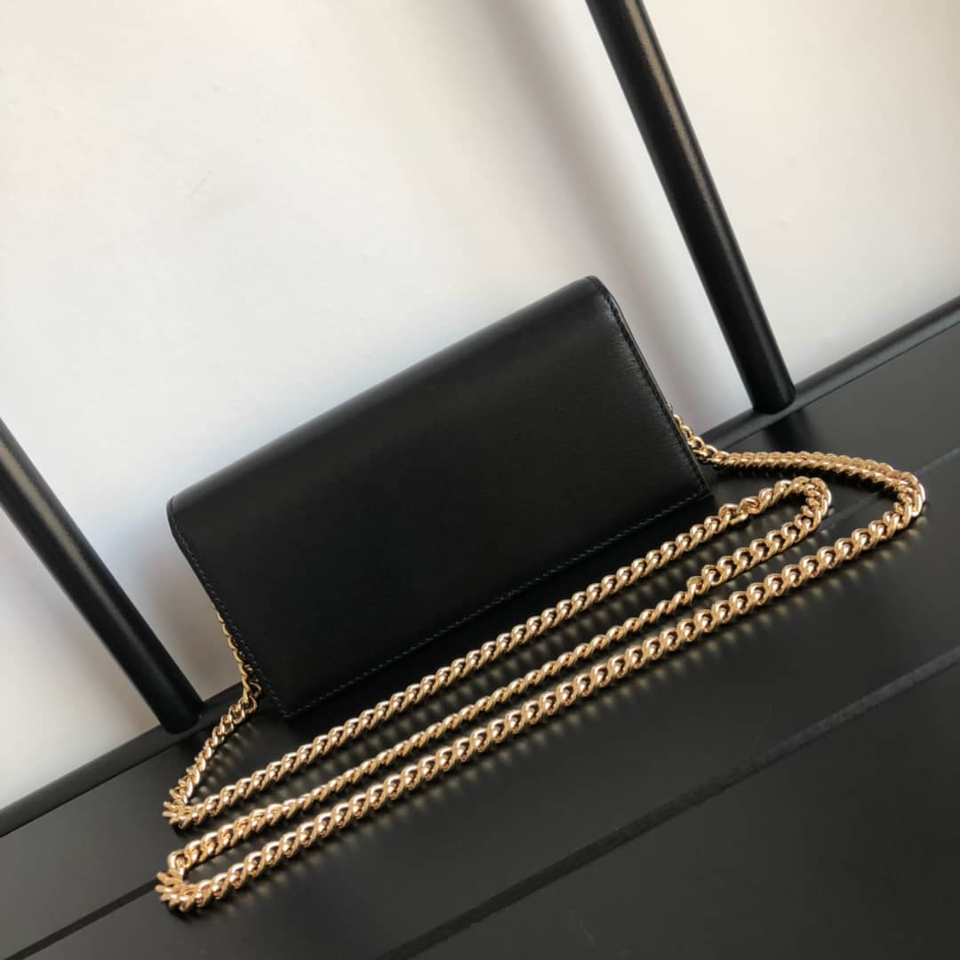 Gucci GG Supreme Horsebit 1955 Chain Wallet Replica Black 621892