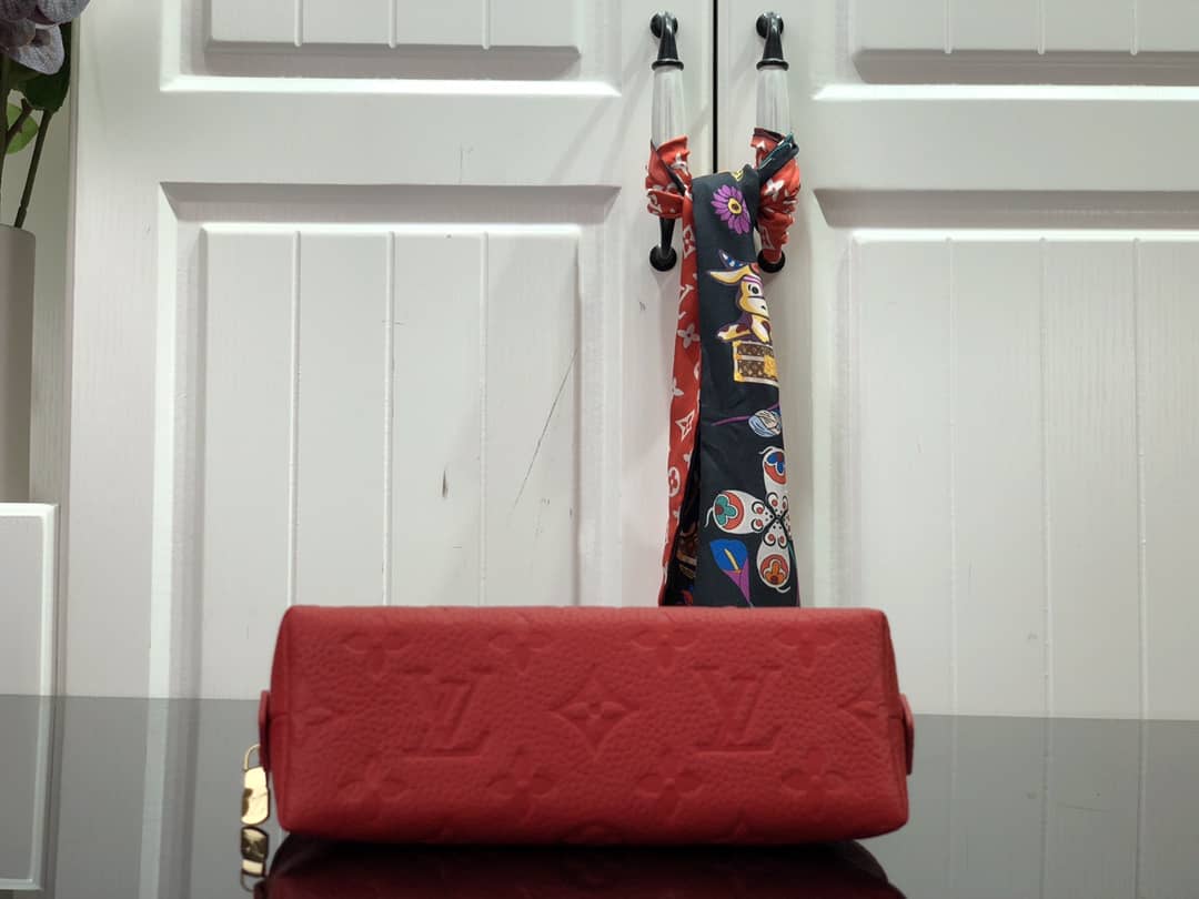 Louis Vuitton Pochette Dupe Monogram Cosmetic Pouch  Red M47515