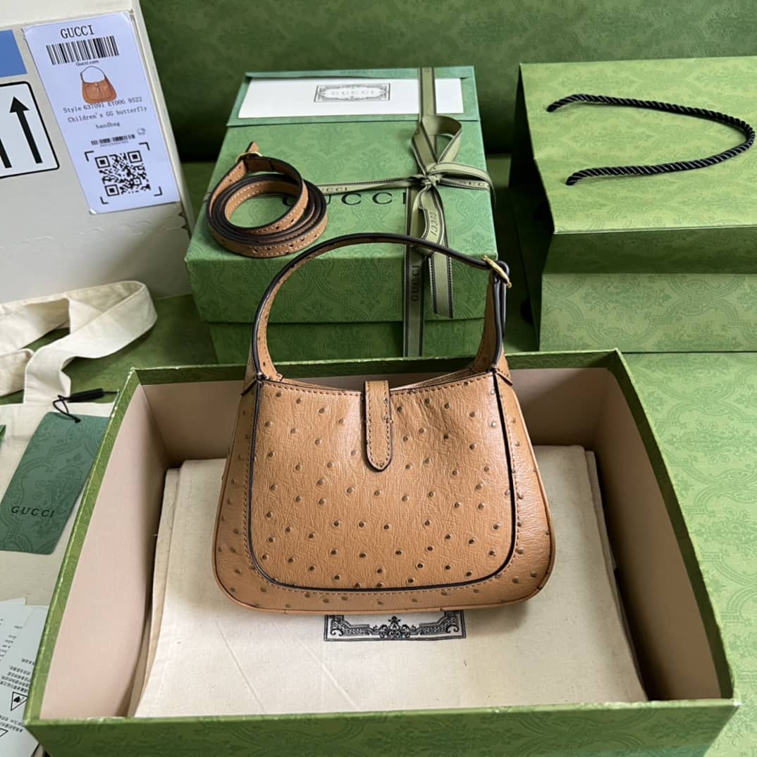 Gucci Jackie 1961 Ostrich Mini Hobo 637091 Replica Shoulder Bag