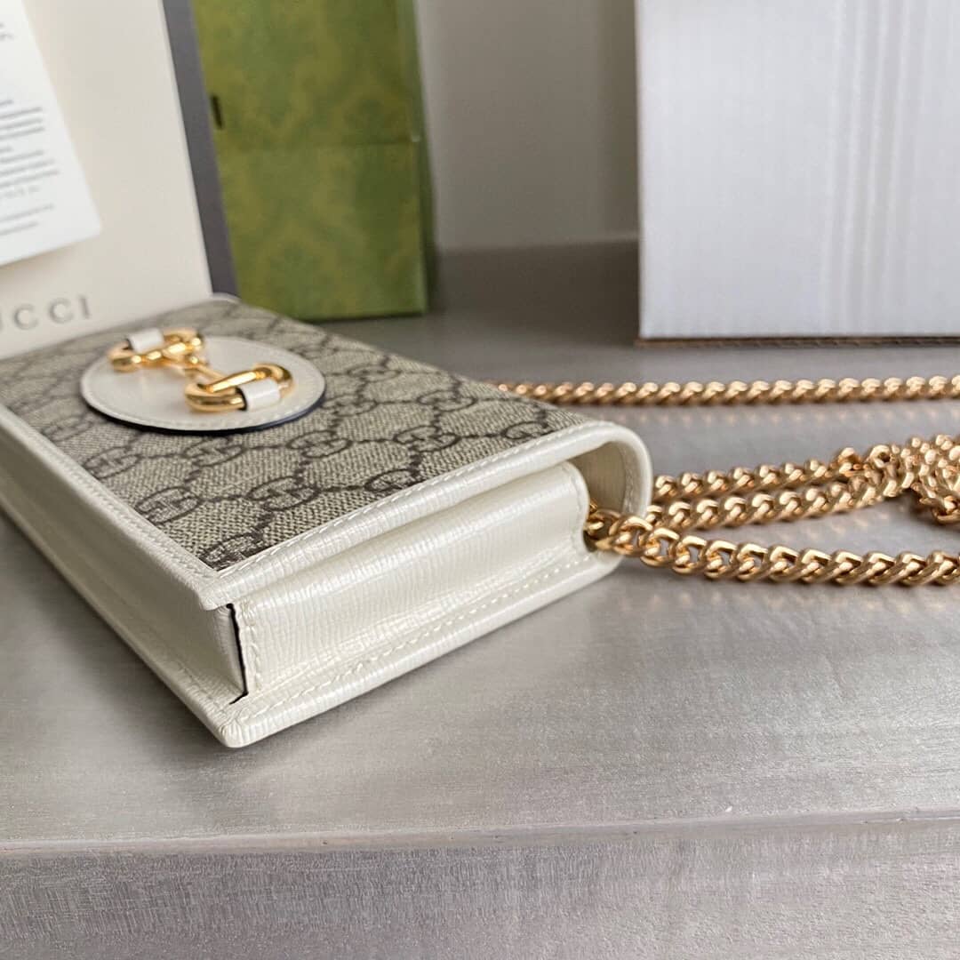 Gucci GG Supreme Horsebit 1955 Chain Wallet Replica White 621892