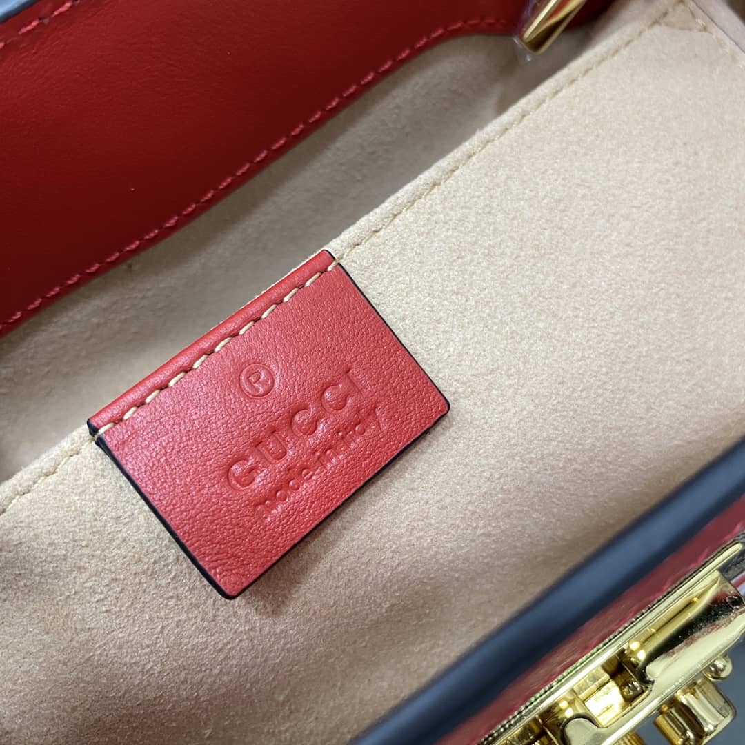 Gucci Padlock Small GG Supreme Canvas Shoulder Bag Replica Red 498156
