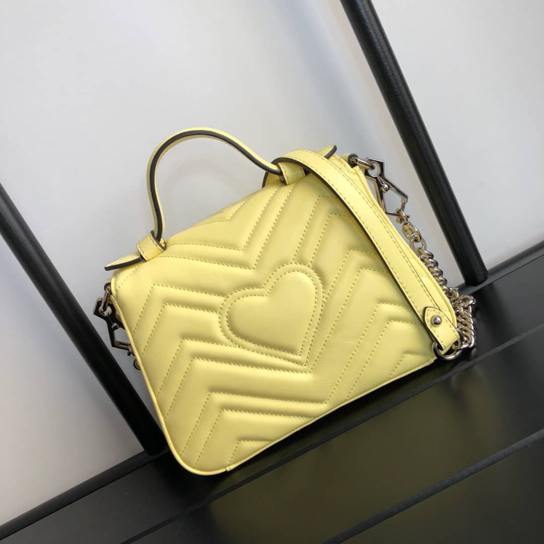 Gucci GG Marmont Mini Leather Top Handle Bag Replica Yellow 547260
