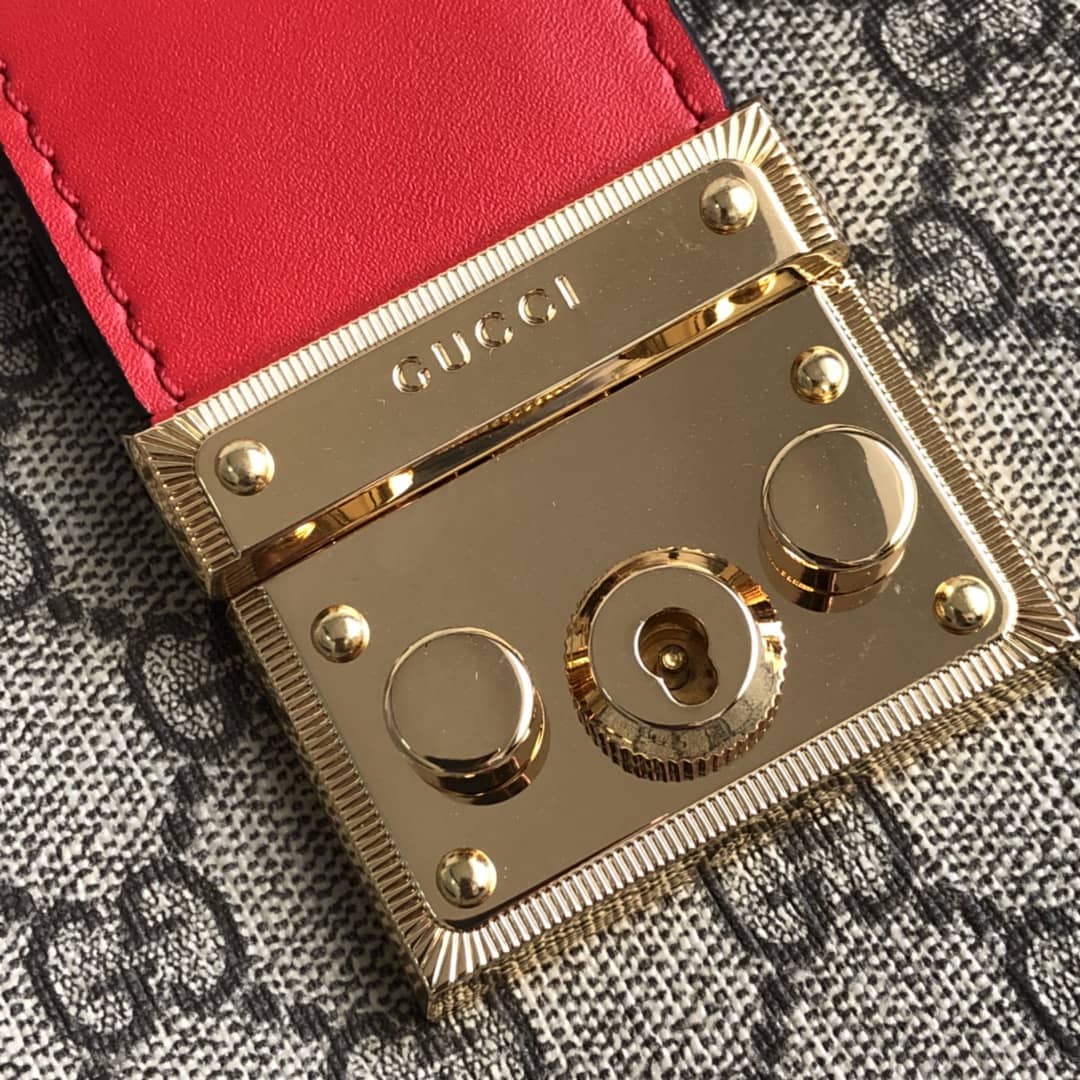 Gucci Padlock Medium GG Supreme Shoulder Bag Replica Brown Red 479197