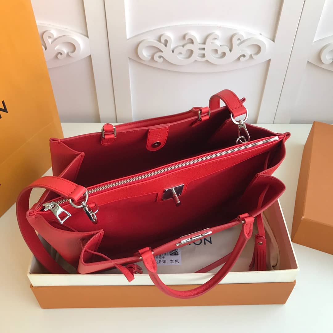 Louis Vuitton Lockmeto Tote Leather Hand Bag Red M54569 Replica