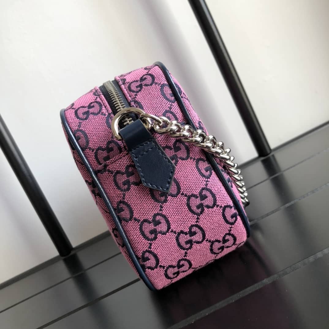 Gucci Handbag Dupes GG Marmont Small Shoulder Handbag Camera Bag Replica Pink 447632