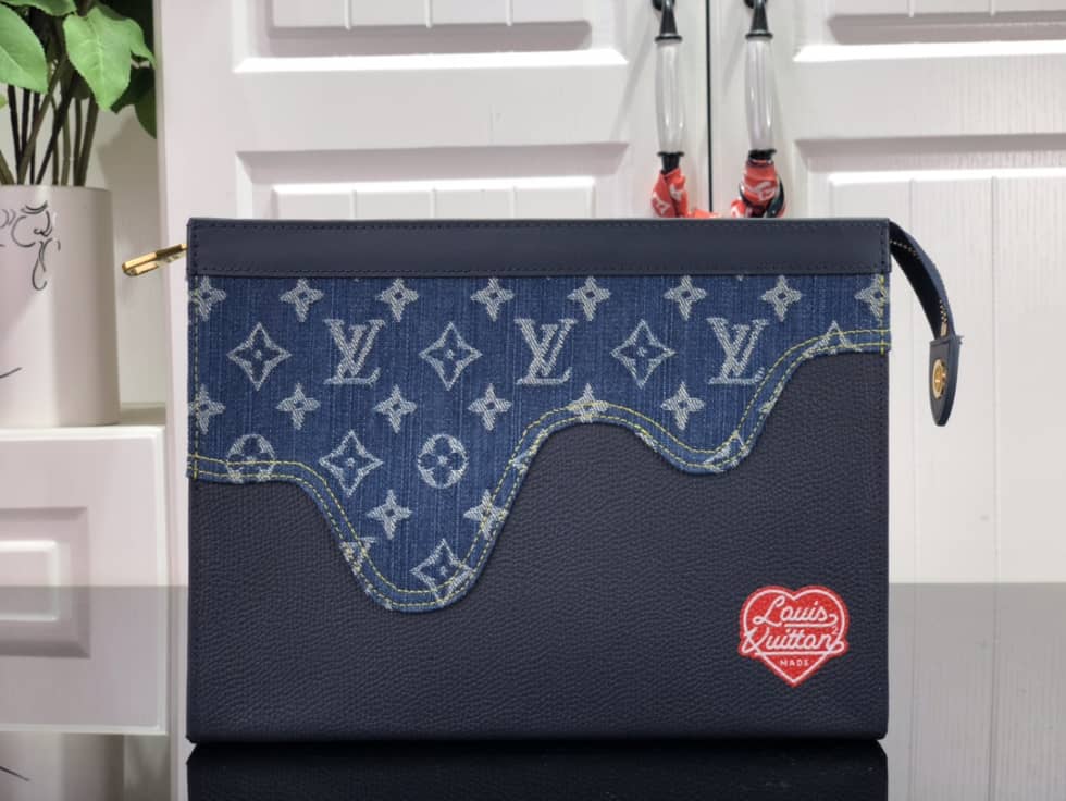 Louis Vuitton Pochette Dupe x Nigo Voyage MM Monogram Blue M45961