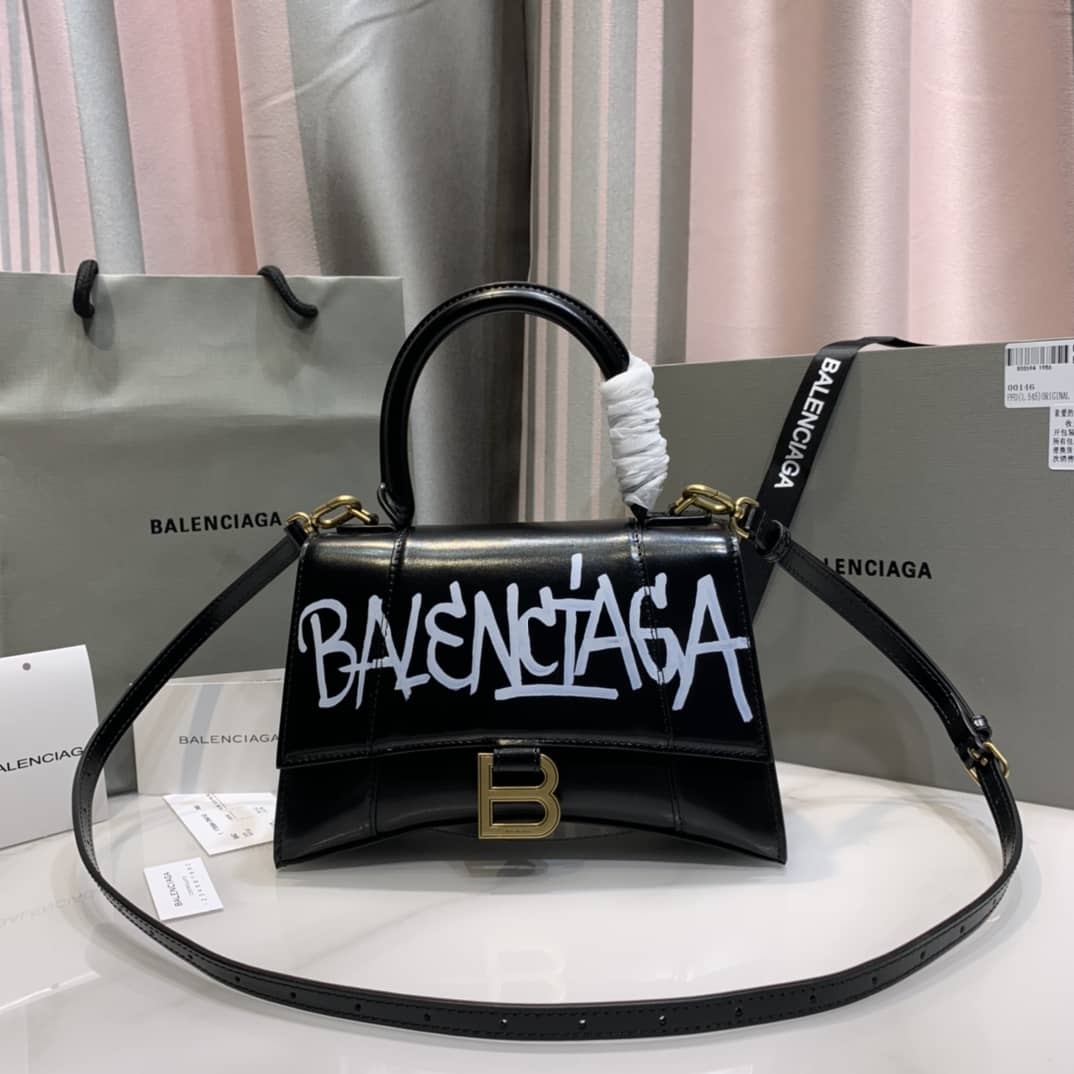 Balenciaga Hourglass Leather Top Handle Replica Bag