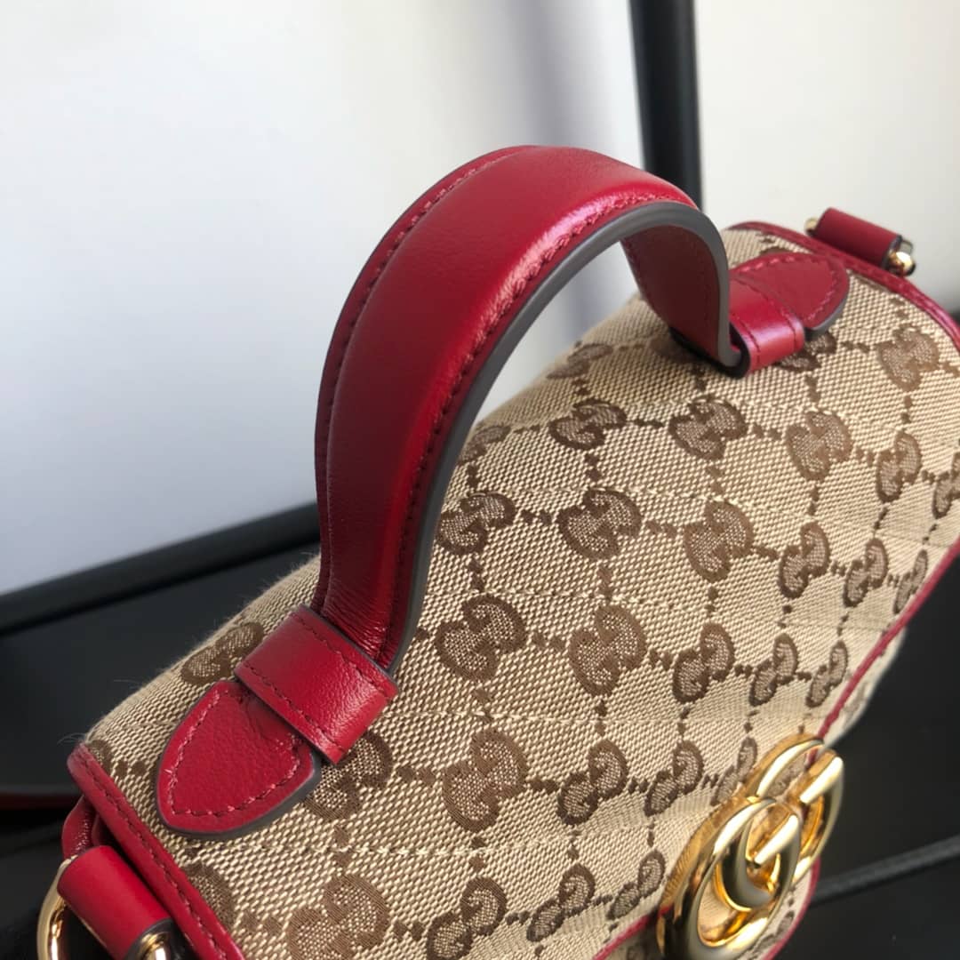 Gucci GG Marmont Mini Top Handle Bag Replica Red 583571