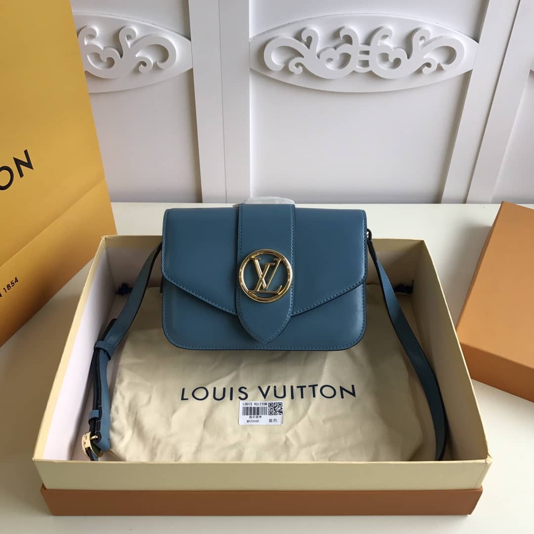 Louis Vuitton Pont9 Neuf Leather Replica Shoulder Bag Blue M55948