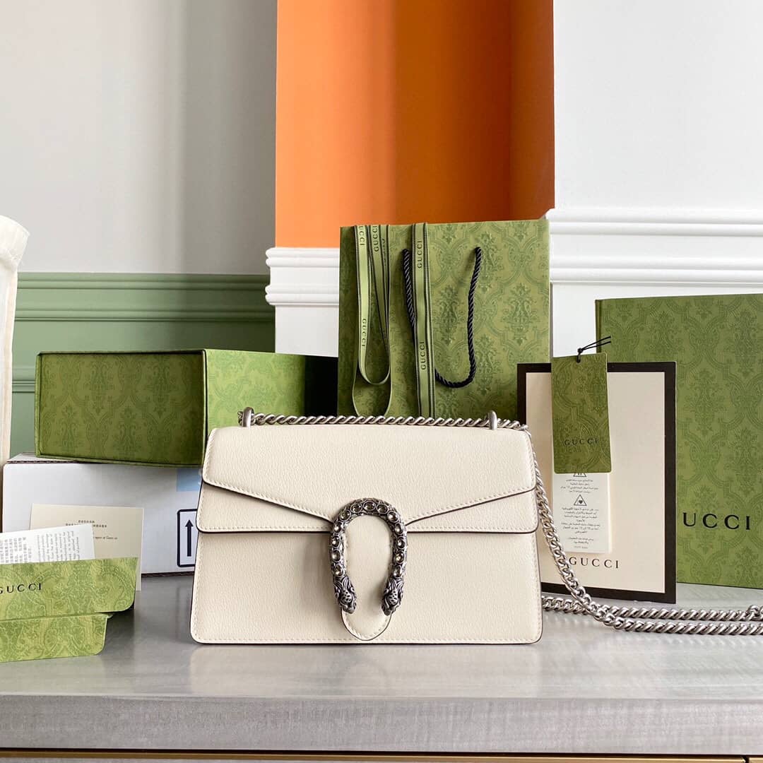 Gucci Dionysus Dupe GG Supreme Dionysus Chain Replica Shoulder Bag White 400249