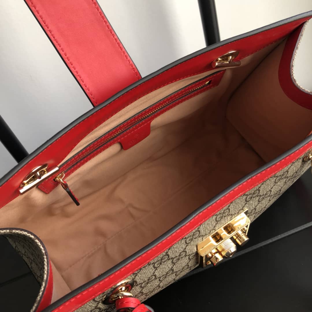 Gucci Padlock Medium GG Supreme Shoulder Bag Replica Brown Red 479197