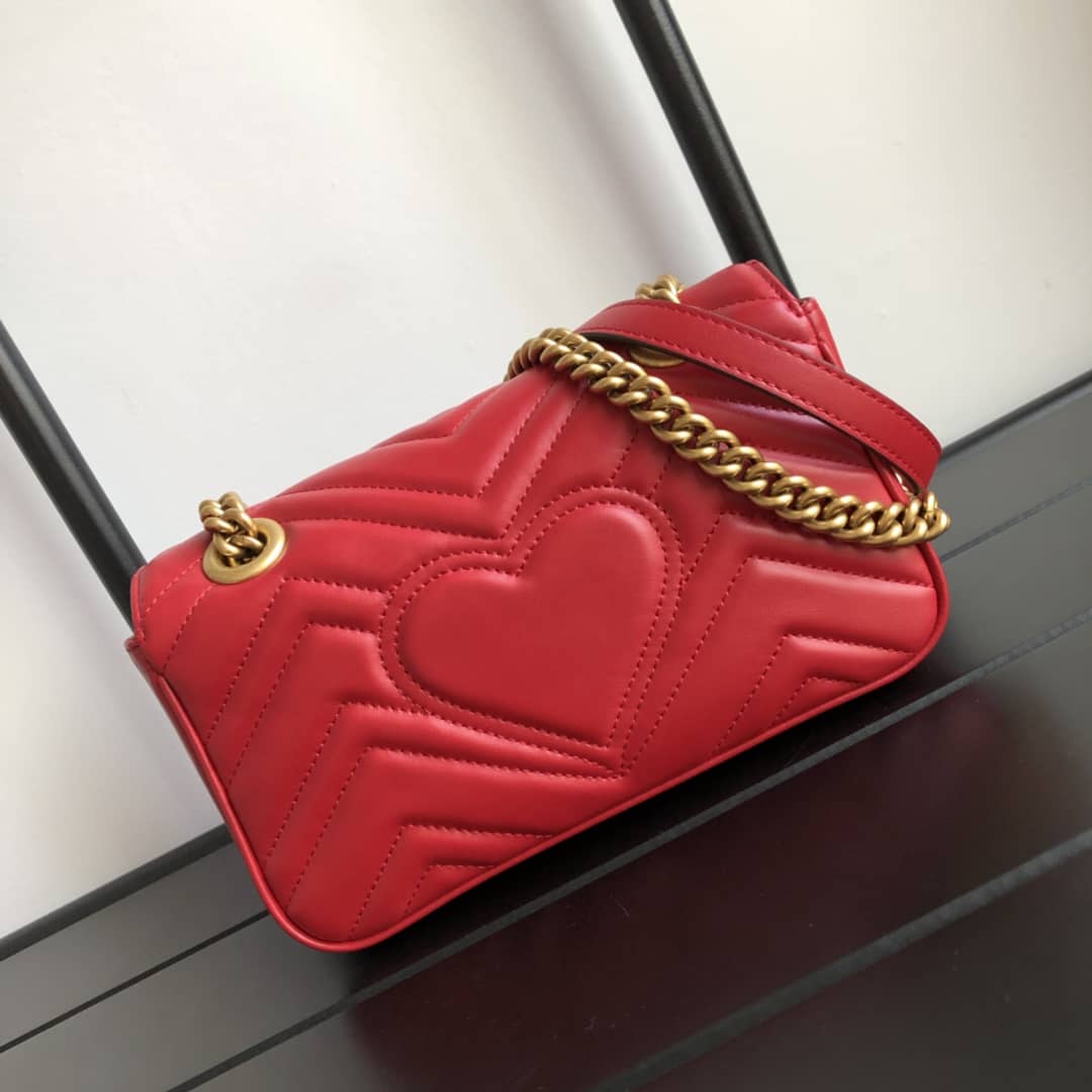 Gucci GG Marmont Mini Matelasse Shoulder Bag Replica Red 446744