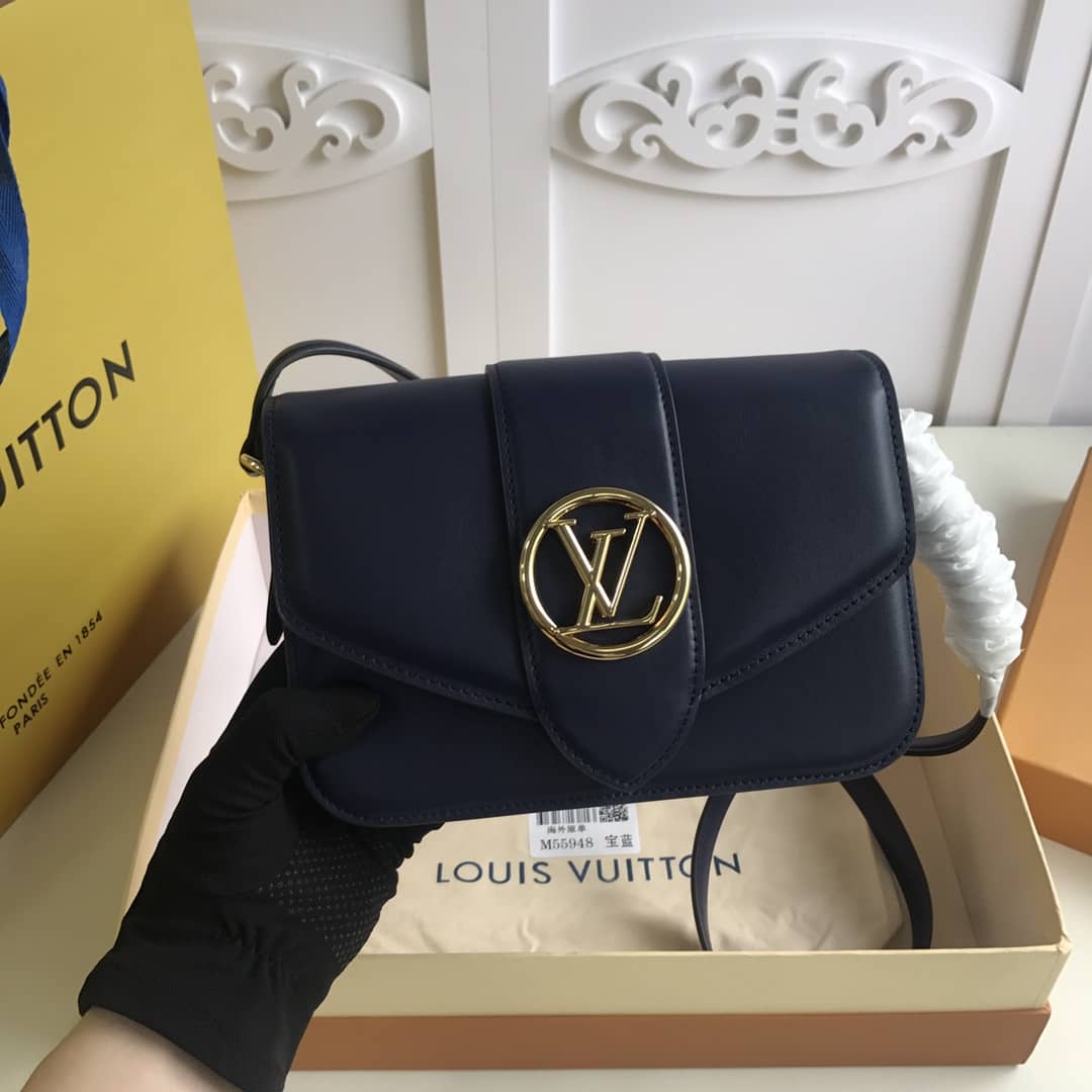 Louis Vuitton Pont9 Neuf Leather Replica Shoulder Bag Blue M55948