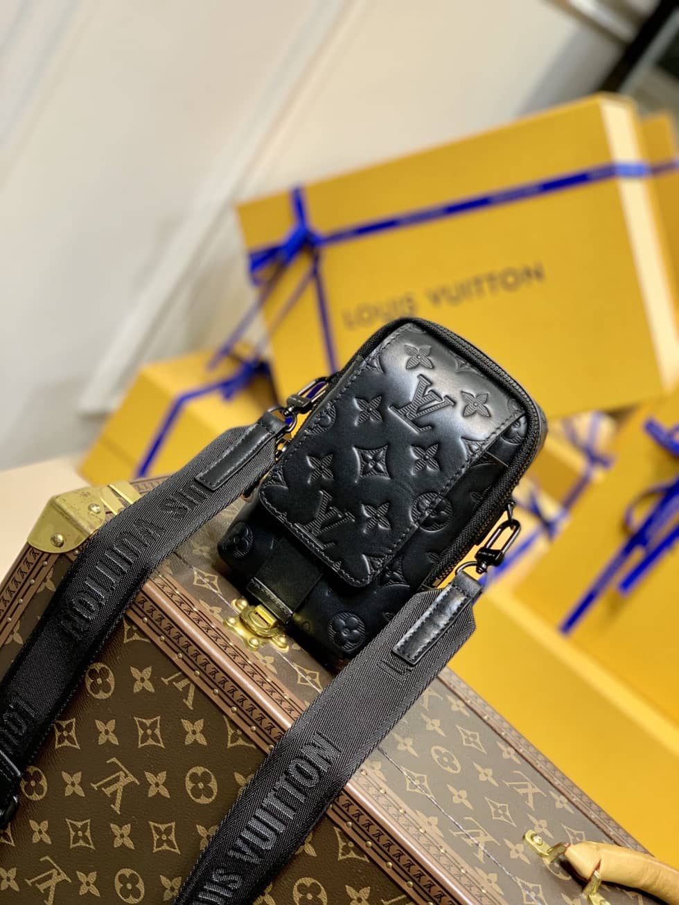 Louis Vuitton x Nigo Flap Double Pouch Black M81005 Replica Phone Bag