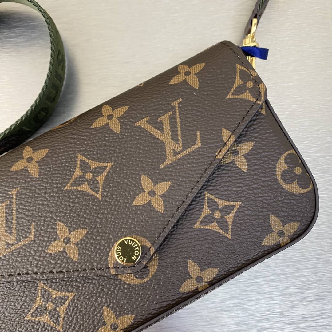 Louis Vuitton Pochette Felicie Monogram Canvas Replica Green Strap M80091