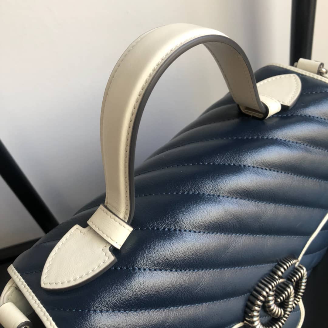 Gucci Marmont Dupe Small Handle Shoulder Bag Replica Blue 498110