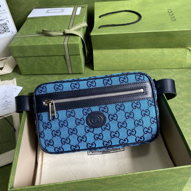 Gucci GG Multicolor Belt Bag Replica Blue 658657
