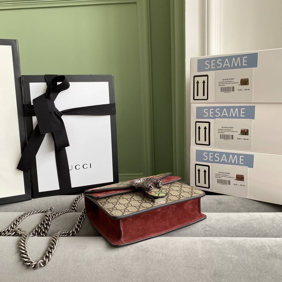 Gucci Dionysus Dupe GG Supreme Dionysus Chain Replica Shoulder Bag Brown 400249