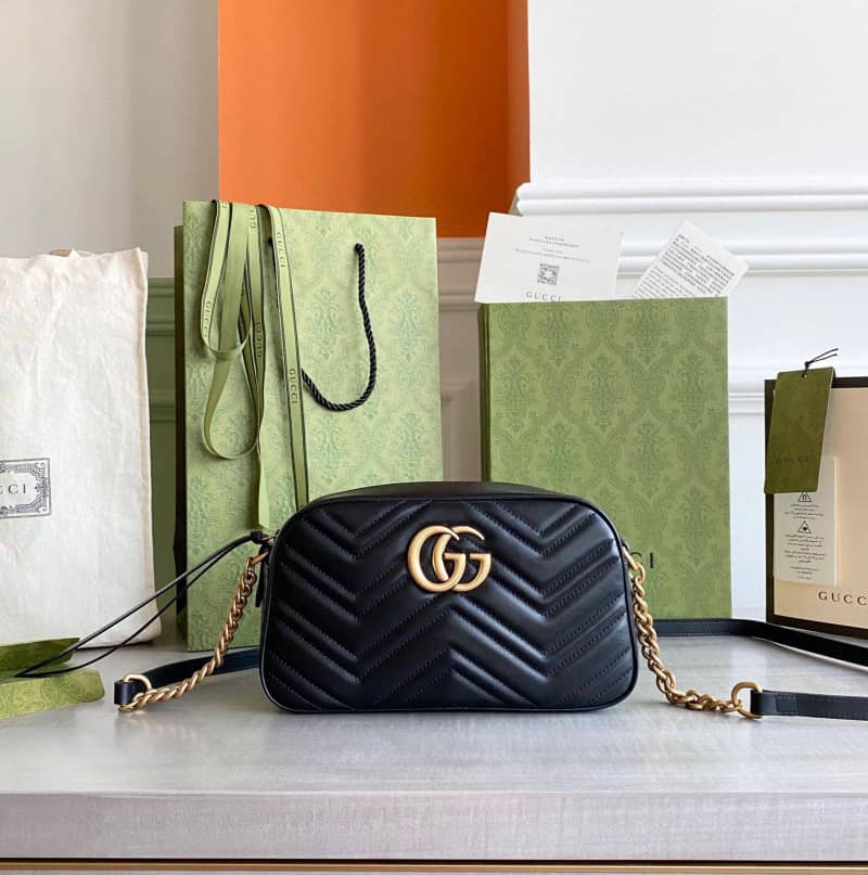Gucci GG Marmont Small Shoulder Handbag Camera Bag Replica Black 447632