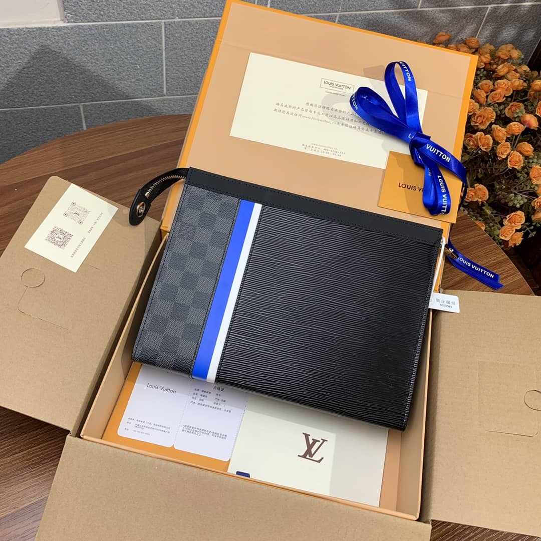 Louis Vuitton Voyage MM Epi Damier Leather Replica Pochette Black M56827