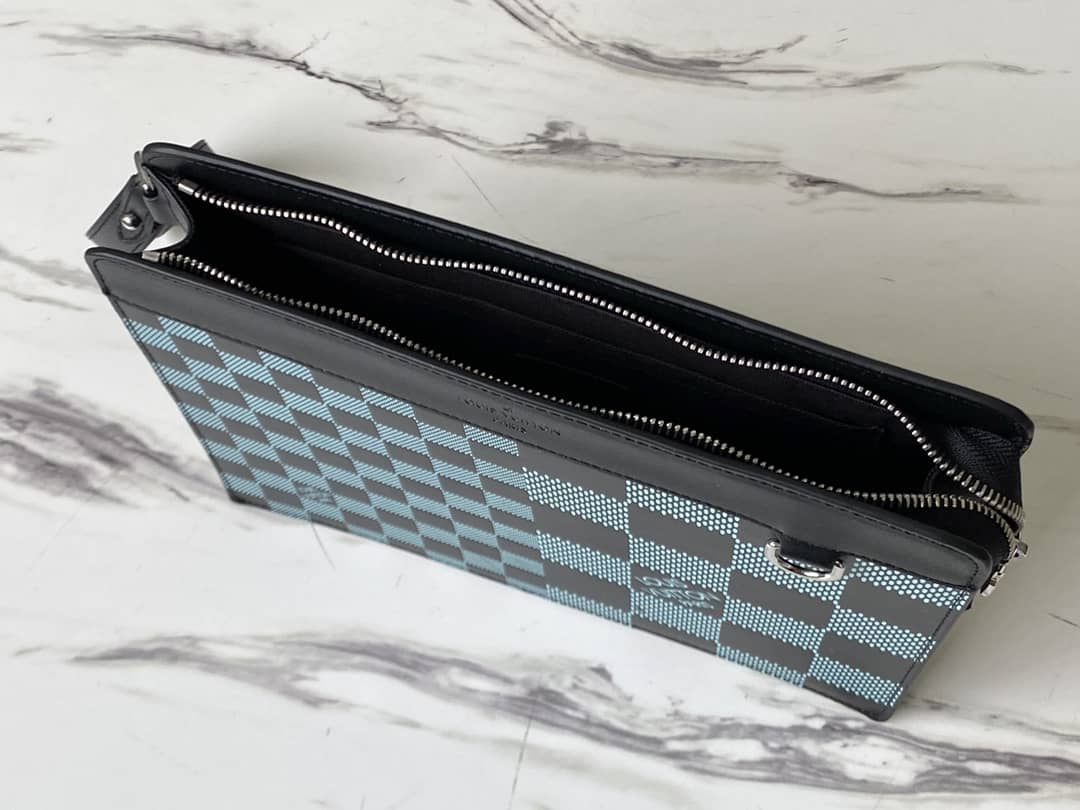 Louis Vuitton Damier Infini 3D Cowhide Leather Standing Pouch Replica Green N60449