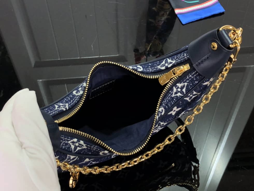 Louis Vuitton Loop Monogram Denim Ecru Blue M81094 Replica Hobo