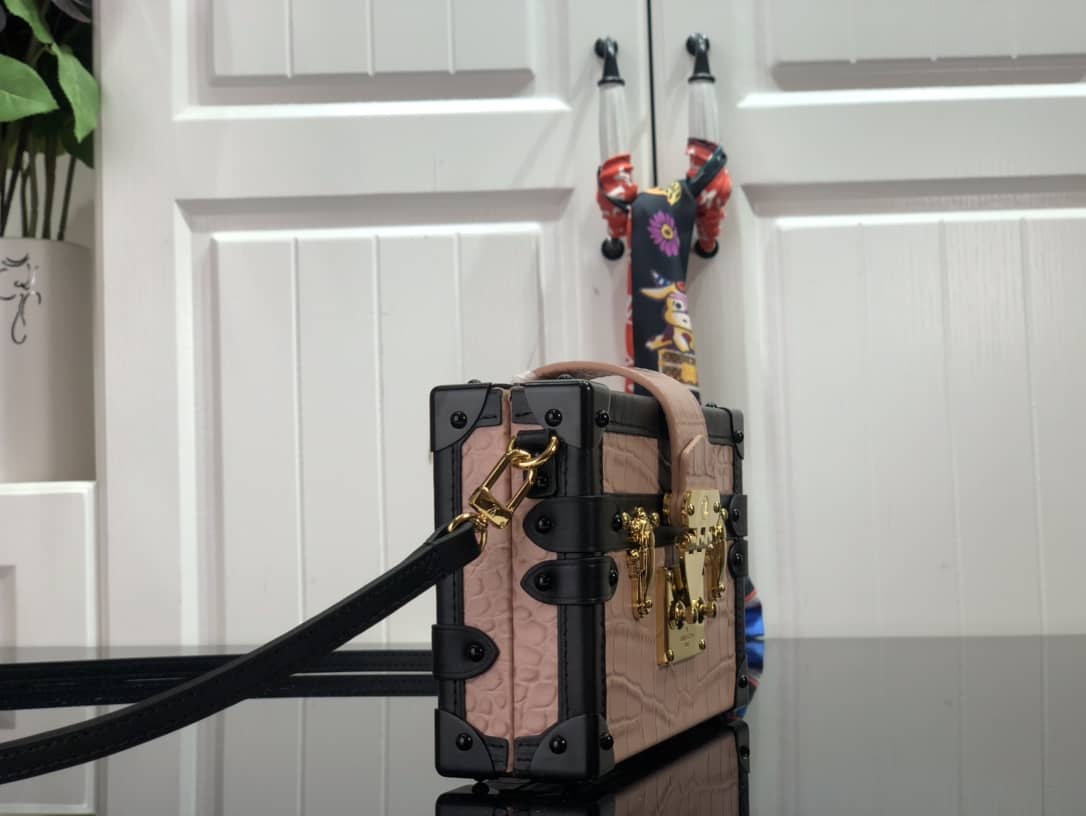 Louis Vuitton Petite Malle Brilliant Alligator Leather Replica Handbag Pink N93817