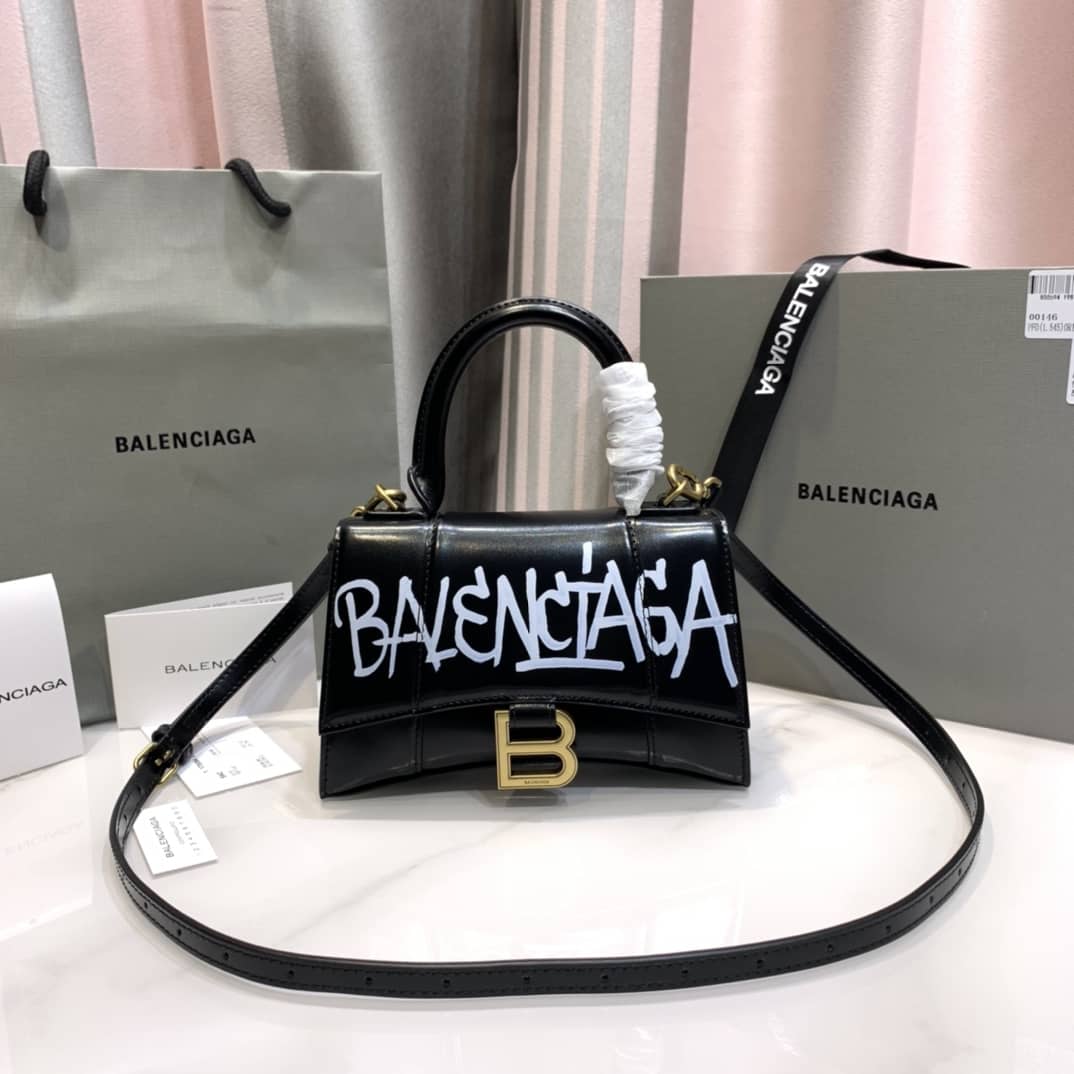 Balenciaga Hourglass Leather Top Handle Replica Bag