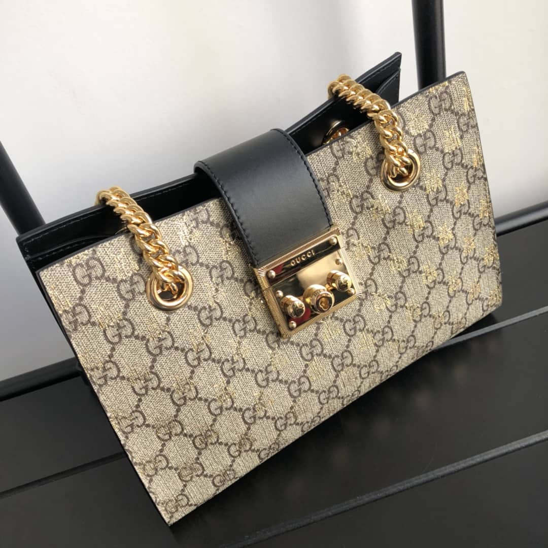 Gucci Padlock Small GG Supreme Canvas Shoulder Bag Replica Brown 498156