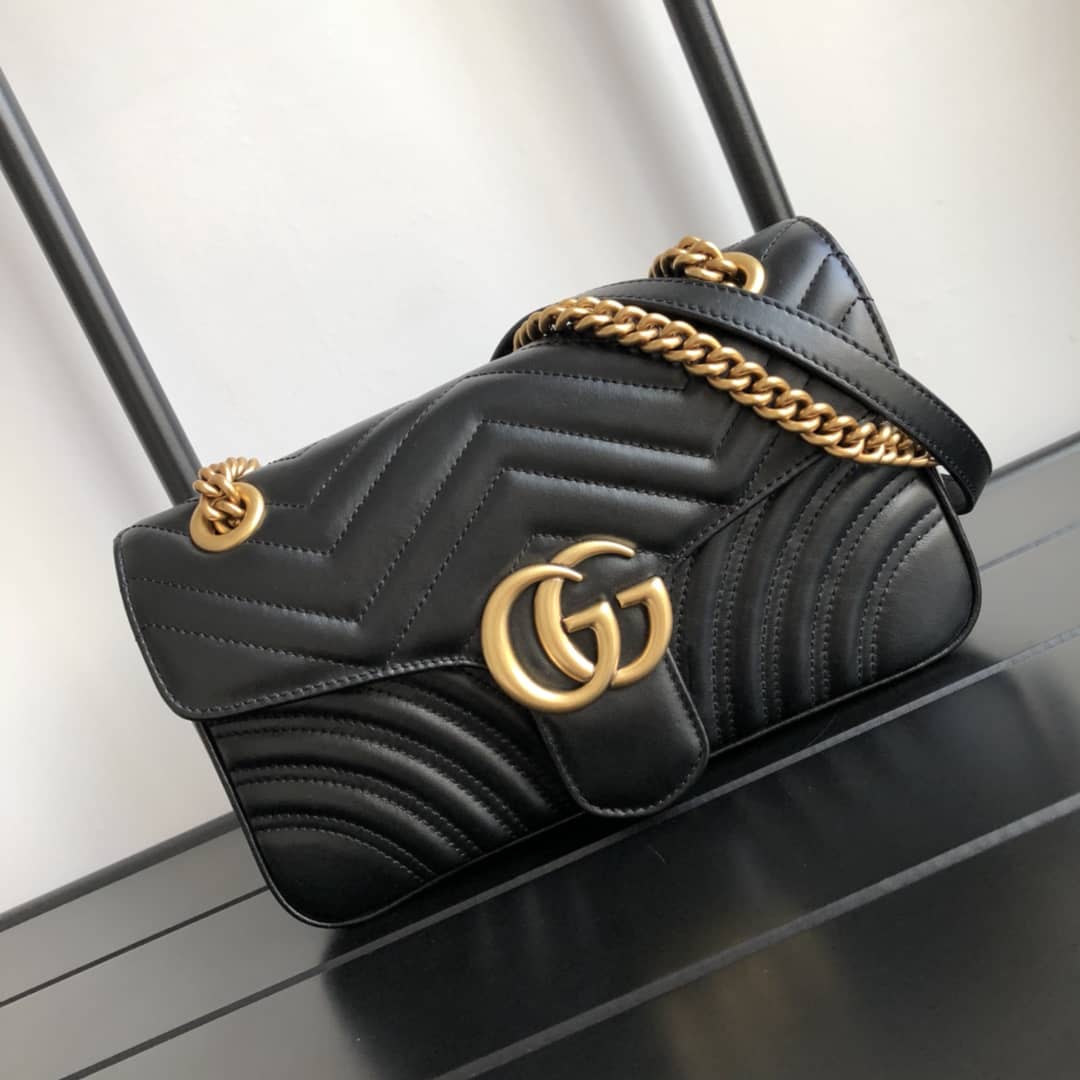Gucci GG Marmont Matelasse Shoulder Bag Replica Black 443497