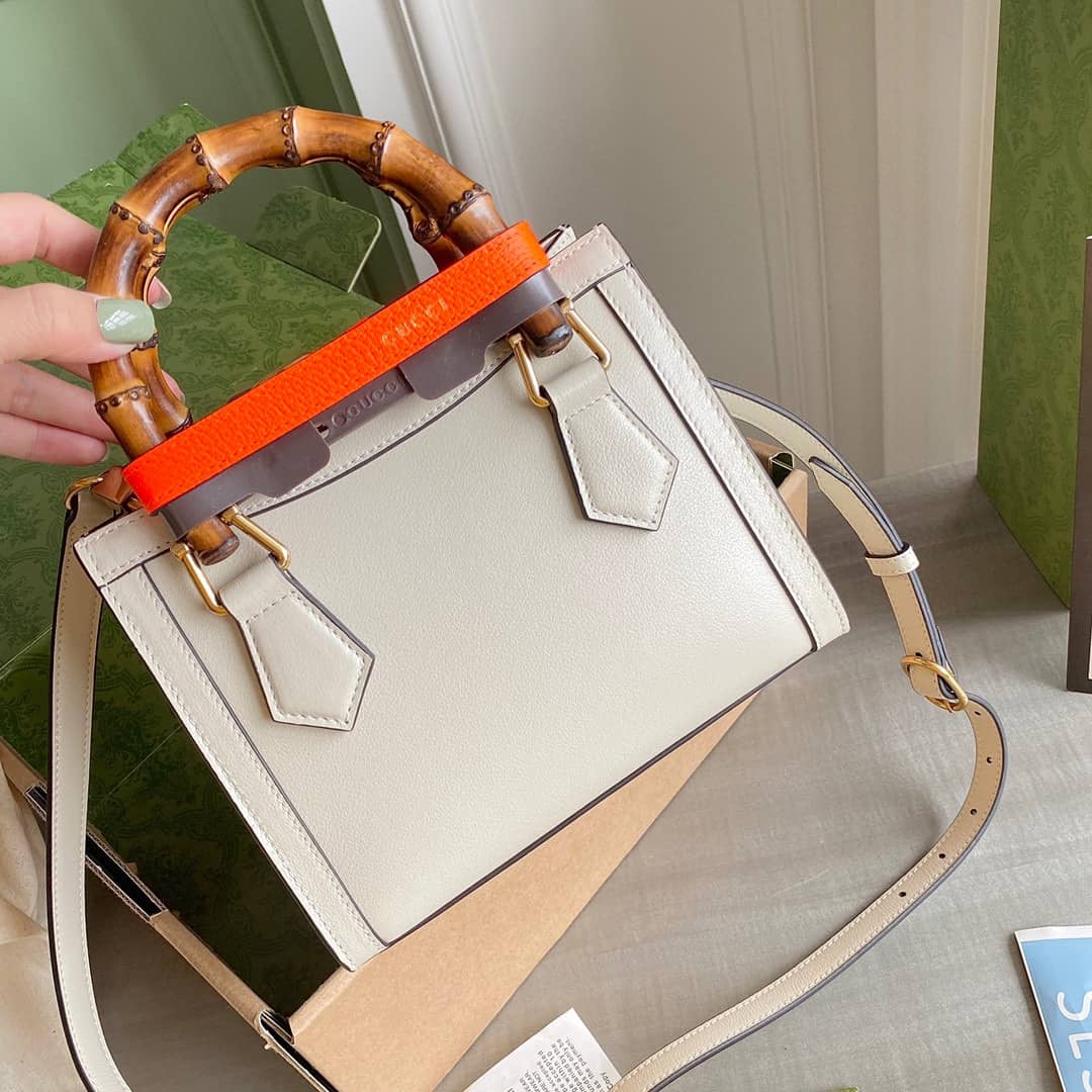Gucci Diana Mini Bamboo Tote Bag Replica White 655661