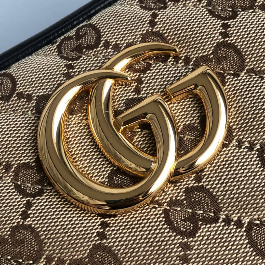 Gucci Handbag Dupes GG Marmont Small Shoulder Handbag Camera Bag Replica Brown 447632