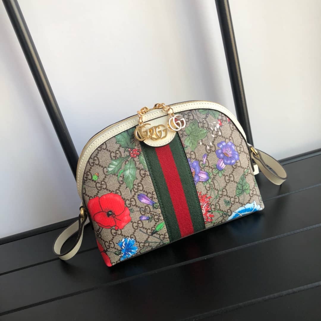 Gucci GG Supreme Ophidia Small Rounded Top Shoulder Bag Replica White 499621