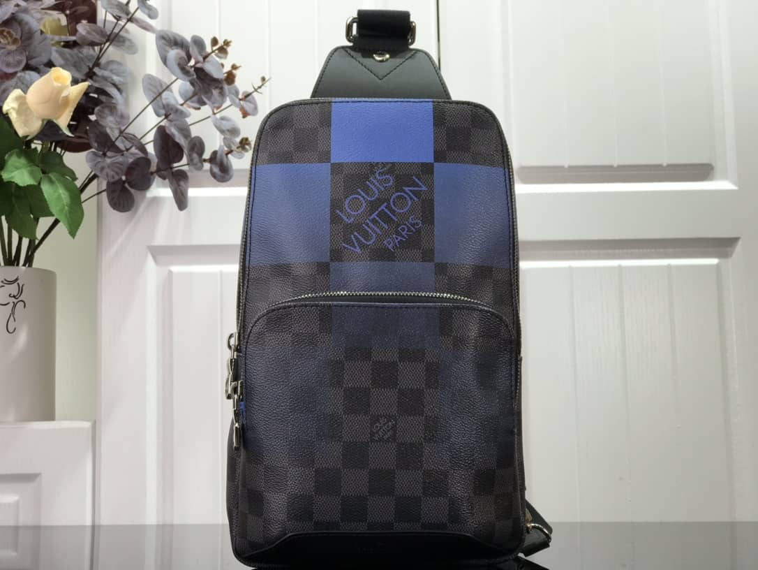Louis Vuitton Damier Graphite Mens Avenue Replica Sling Bag Black Blue N40403