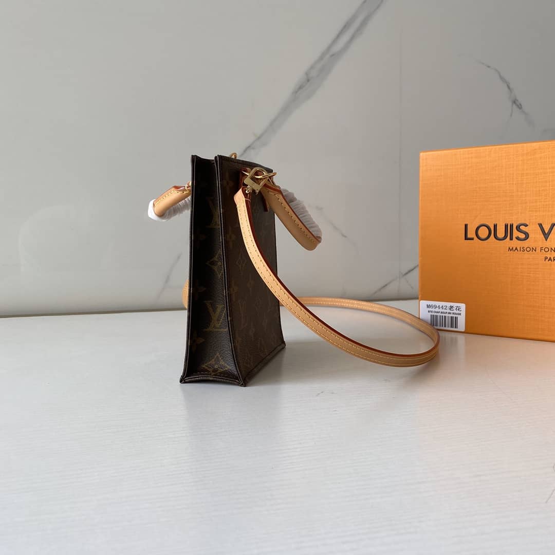 Louis Vuitton Monogram Petit Sac Plat 2Way Replica Shoulder Bag Brown M69442
