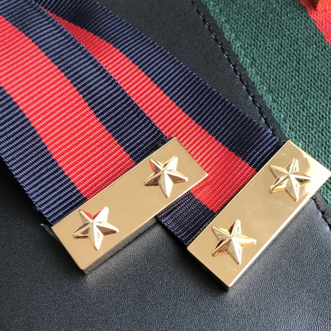 Gucci Sylvie Small Leather Shoulder Bag Replica Black 421882