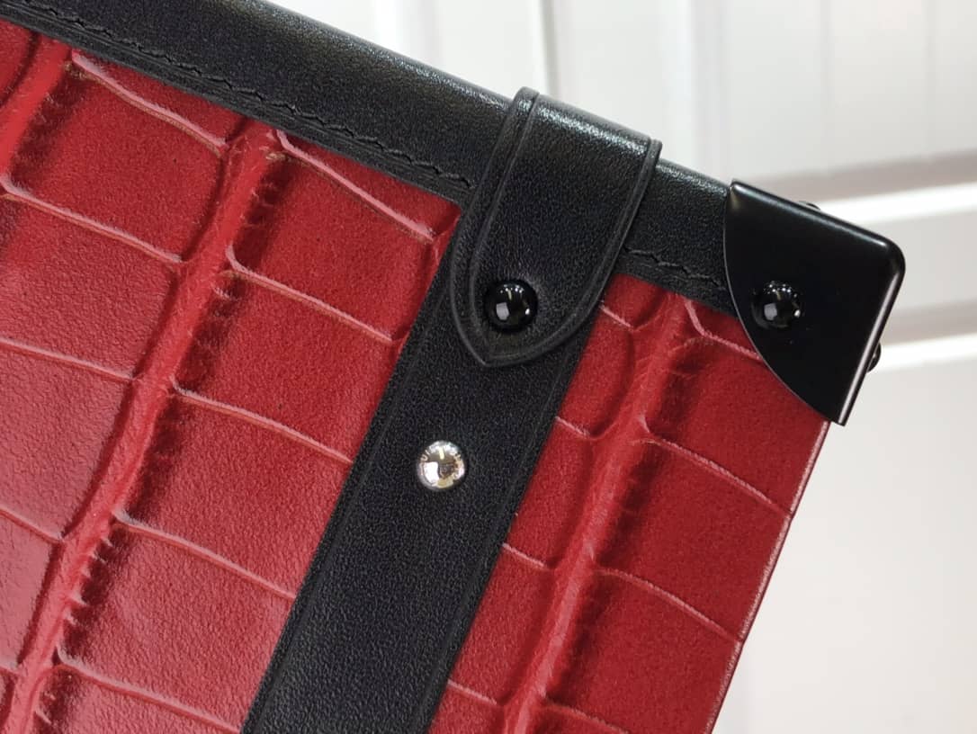 Louis Vuitton Petite Malle Brilliant Alligator Leather Replica Handbag Red N93817