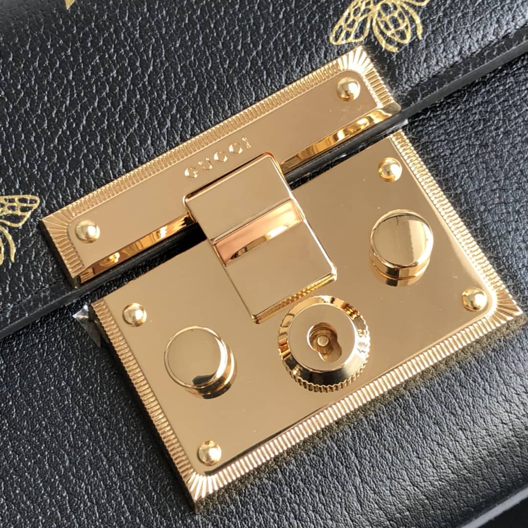 Gucci Padlock Bee Star Small Shoulder Bag Replica Black 432182