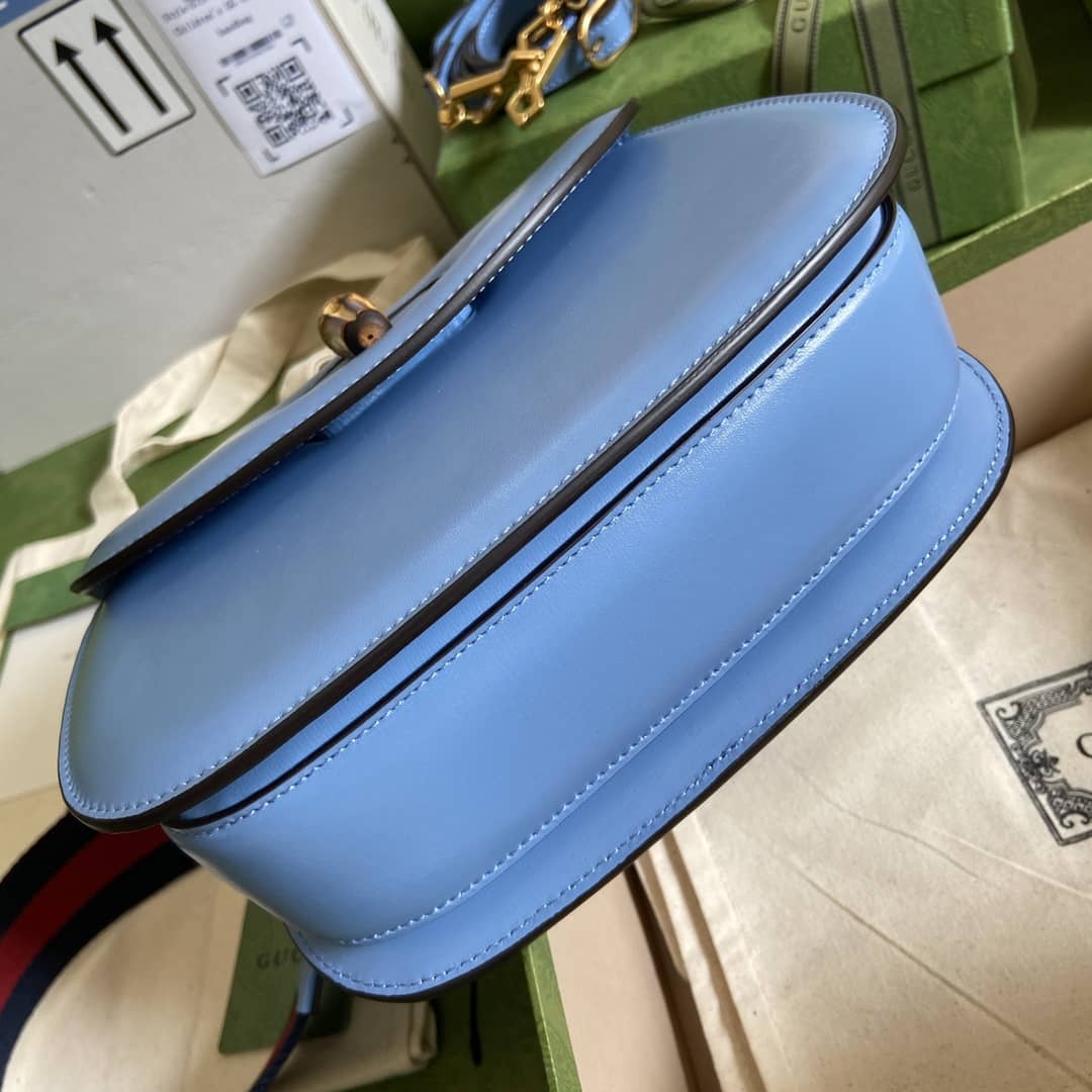 Gucci Bamboo 1947 Small Top Handle Bag Blue 675797 Replica