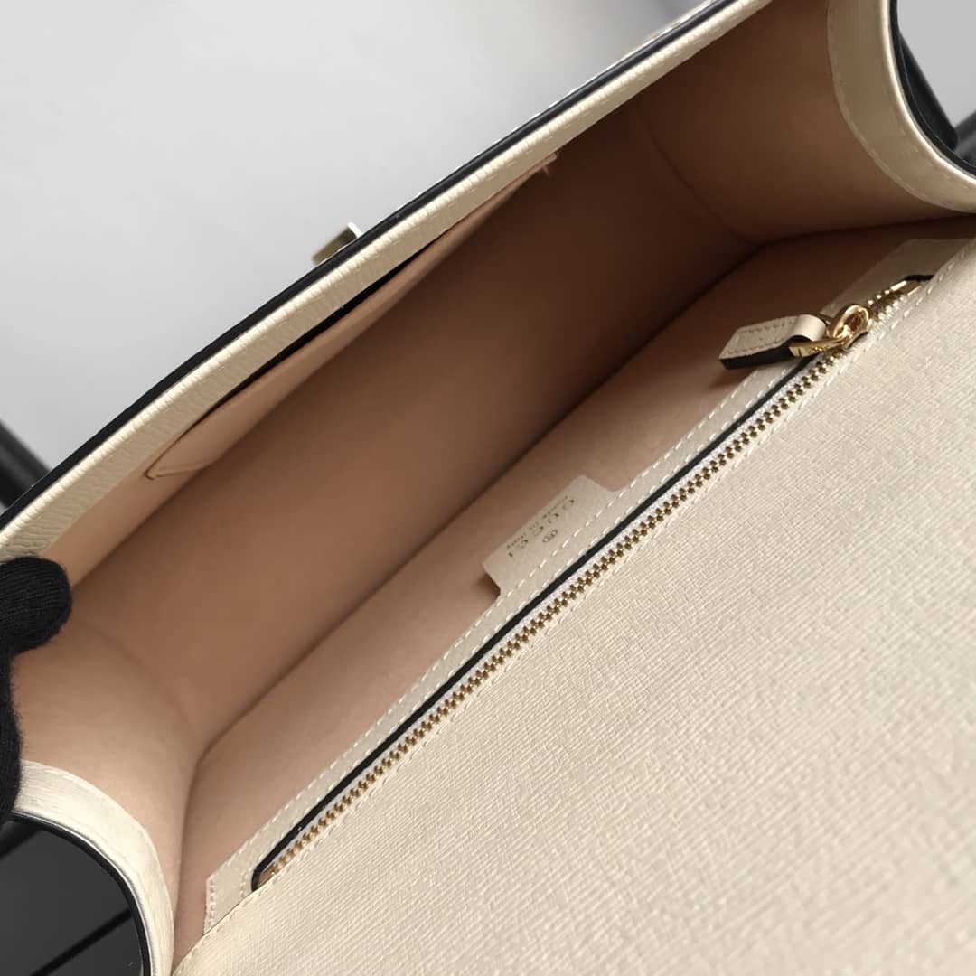 Gucci Sylvie Small Leather Shoulder Bag Replica Beige 524405