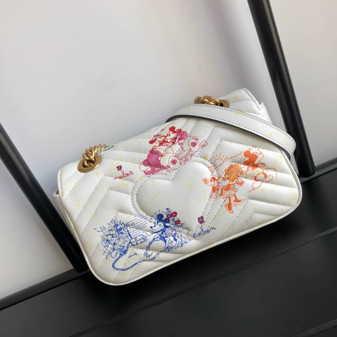 Gucci GG Marmont Mini Matelasse Shoulder Bag Replica White 446744