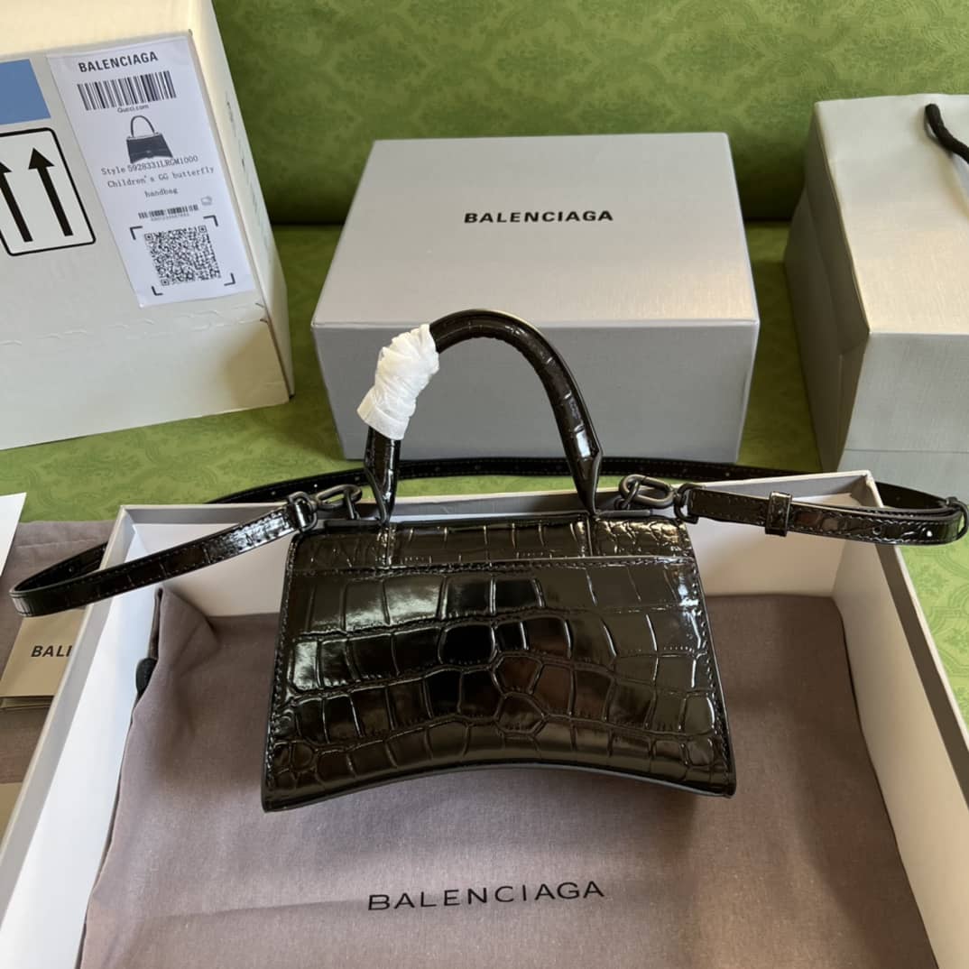 Balenciaga Hourglass Leather Top Handle Replica Bag
