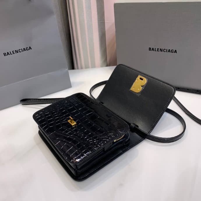 Balenciaga Crocodile Embossed Box Replica Shoulder Bag