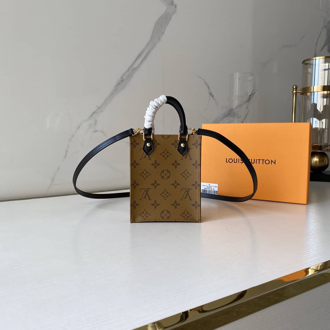 Louis Vuitton Monogram Petit Sac Plat 2Way Replica Shoulder Bag Brown M69442