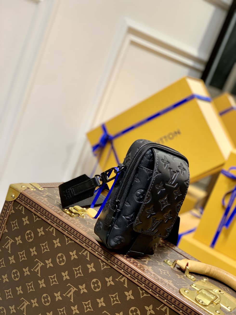 Louis Vuitton x Nigo Flap Double Pouch Black M81005 Replica Phone Bag